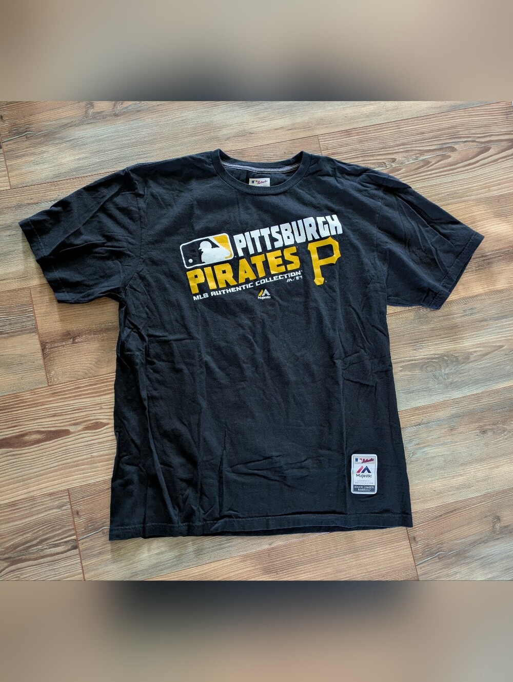 Pittsburgh Pirates Baseball Black Short Sleeve T-Shirt XL Authentic MLB Majestic